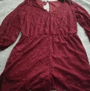 Burgundy lace romper
